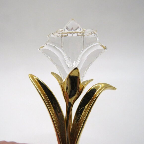 Swarovski Brooch Lily Clear Crystal Gold Tone Flower Floral Design Pin - Picture 8 of 10